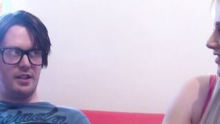 Busty hottie Abbi Price sucking off fake producer