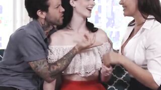 alex harper and dana dearmond are  hard on couch