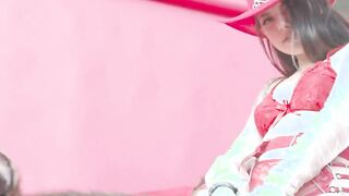 petite cowgirl sucks off a cowboy