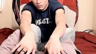 Good looking dick rider has feet play and masturbates solo
