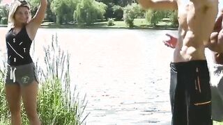 outdoor workout turned threesome