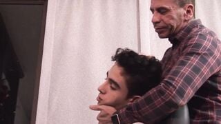 Twink receives cum in mouth from daddy after bareback sex