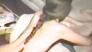 Amateur muff divers lick each other and use a giant dildo