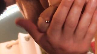 Muscular hairy young gay jacking off hung pierced cock solo