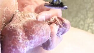 Big dick and hanging balls shaved before jerk off