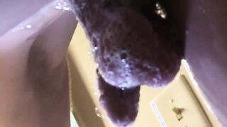 Big dick and hanging balls shaved before jerk off