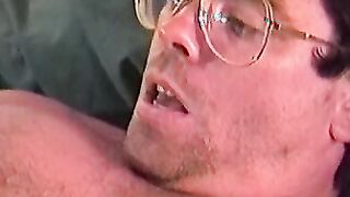 Arrogant old man tries stroking his small hairy tool solo