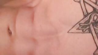 Tattooed amateur plays with his cock and makes it cum hard
