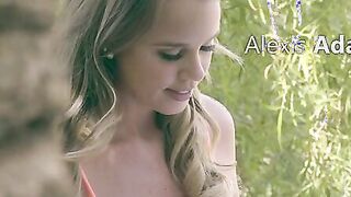 Sitting outside, Alexis Adams enjoys a private moment to read through her diary and to reflect on her 3-way with