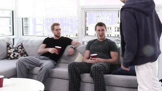 Cock hungry son fucked by bearded stepdaddy and his friend