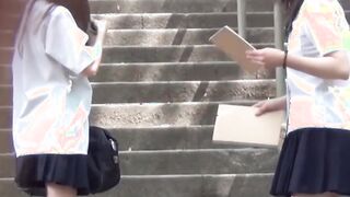 Japanese schoolgirls taped flashing panties in public