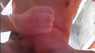 Attractive dude Ashley Ownes pleasures himself in bathroom