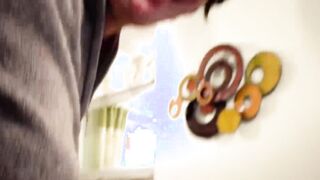 Buxom lady tricked into sucking dick by a nerdy producer