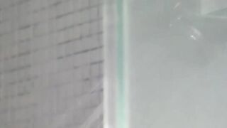 Sexy twink Trey Bentley deepthroating hard cock in bathroom
