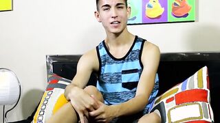 Cute Steven Peters jerks off his long rock hard twink cock