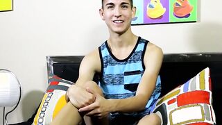 Cute Steven Peters jerks off his long rock hard twink cock