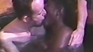 Promiscuous babe blows and rides cock in pool threeway