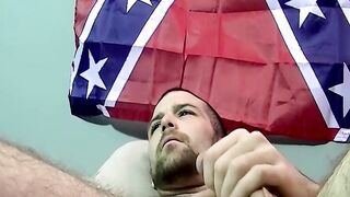 Horny Joe loves to suck Wade big cock after showing it off
