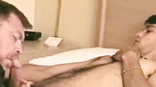 Amateur with very hairy dick blown before cumshot