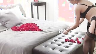 Erotic Latina Cutie Veronica Rodriguez returns home from work to find a trail of rose petals leading to a gift