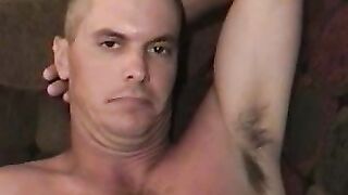 Ugly soldier has some solo fun with his fat hairy prick