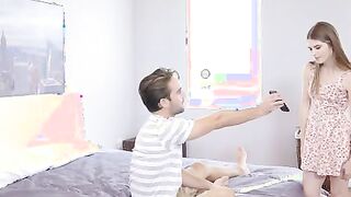 Alice March catches her stepbrother Logan Pierce looking at Hot dresses for their cougar. She pulls up some porn on