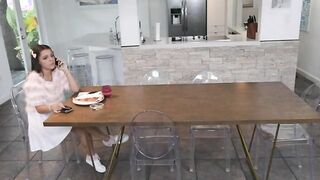 tiny latina gags on a big white cock