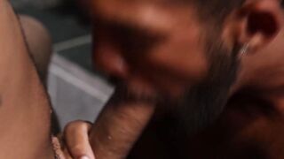 Horny black studs fucking bareback while dripping wet