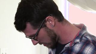 Naughty stud blindfolds young gay stepson before raw plowing