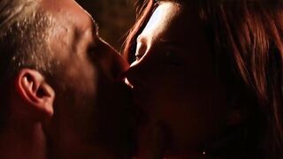 Lush babe bouncing on cock in passionate threesome