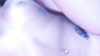 sexy blonde deepthroats a big dick in blue light