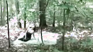 Outdoorsy babe facialized after passionate vag pounding