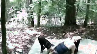 Outdoorsy babe facialized after passionate vag pounding