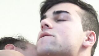 Homosexuals kiss and jerk off each other while showering