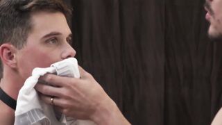 Light BDSM loving twink fucked bareback after hot deepthroat
