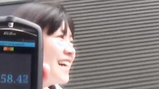Shy Japanese schoolgirl filmed pissing loads outdoor