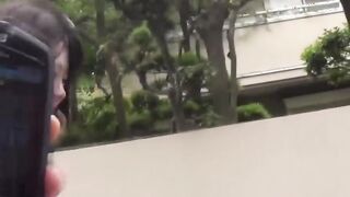 Shy Japanese schoolgirl filmed pissing loads outdoor