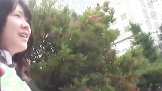 Shy Japanese schoolgirl filmed pissing loads outdoor