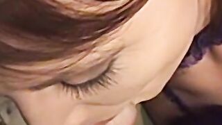 Young babe has face cum sprayed after sucking big cock