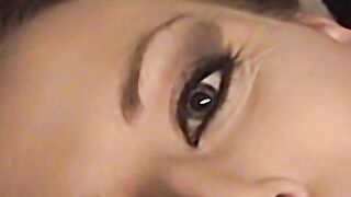 Young babe has face cum sprayed after sucking big cock