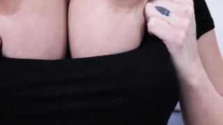 Busty babe Kat Dior teases with her hot body and uses dildo