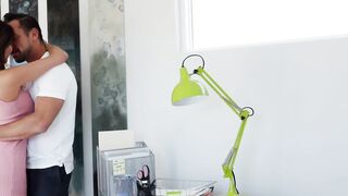Brunette babe Anissa Kate pounded hard doggystyle in office
