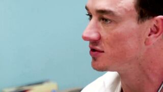 Doctor drills asshole with tongue before pounding him hard