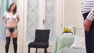 Cum eating teen shagged by mature British sir