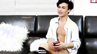 Gorgeous guy Greco Rai spills a load out after masturbating