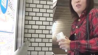 Naughty Japanese babe peeing outdoors for voyeur pleasure