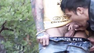 Buffed and inked guy bareback fucks his Asian buddy
