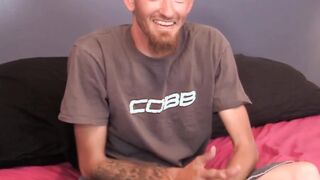 Homosexual dude John cracking jokes and stroking cock solo