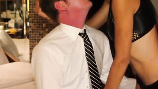 Gorgeous ladyboy spreads homo cheeks with big cock