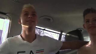 Three amateur dudes Alex Reece and Deacon film orgy in a car